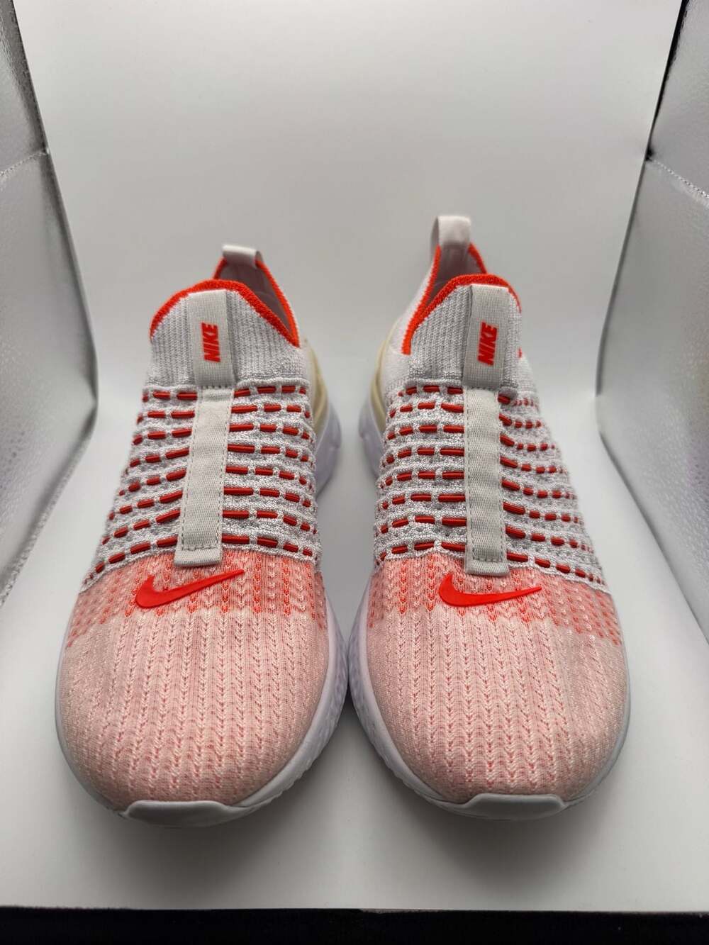 Nike Wmns React Phantom Run Flyknit 2 Vast Grey Orange CJ0280-003 Size 8.5